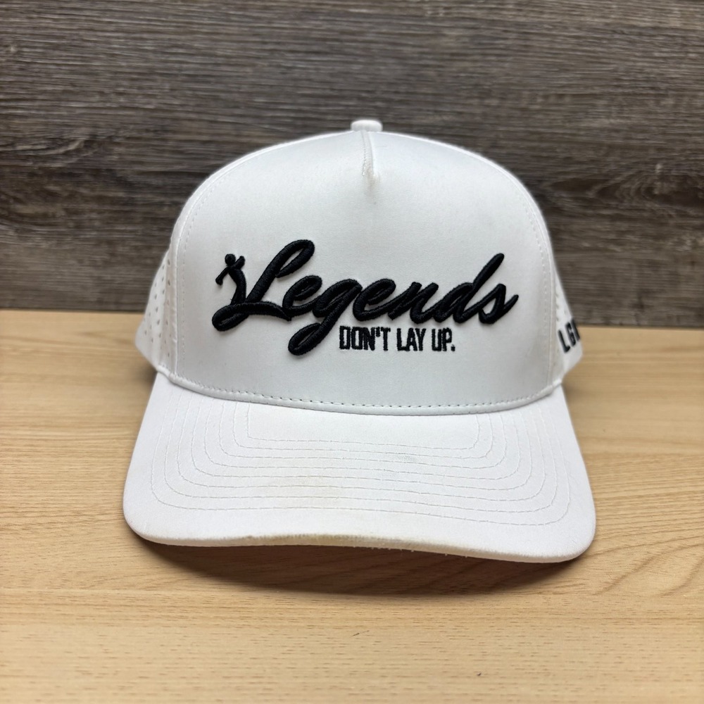 Legends Hat Cap Snap Back White Black Don't Lay Up LGNDY Performance Golf Mens